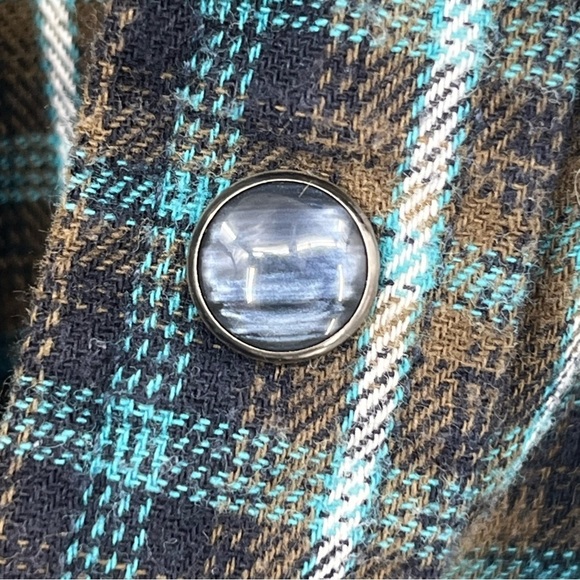 Cody James M Flannel Blue Tan Plaid Pearl Snap Western Shirt - Picture 5 of 11